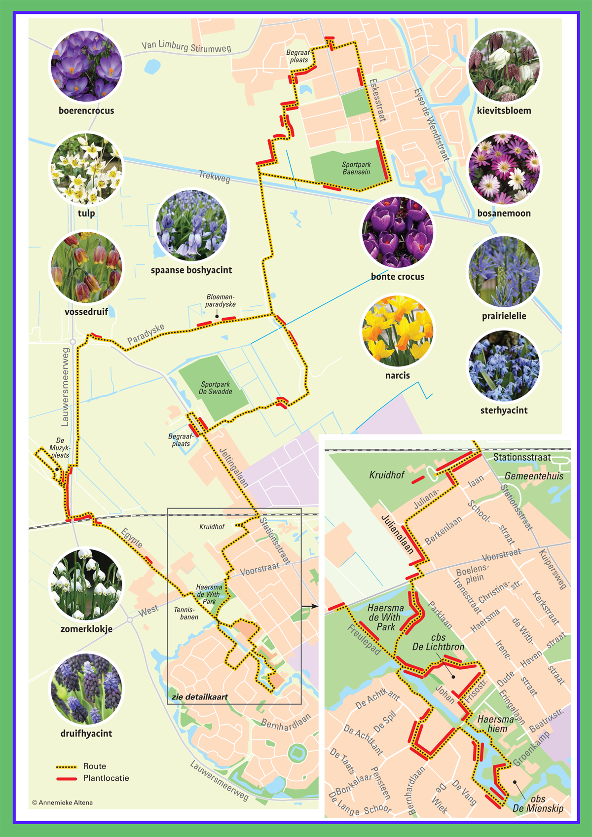 Kaart Stinzenroute Kollum-Buitenpost